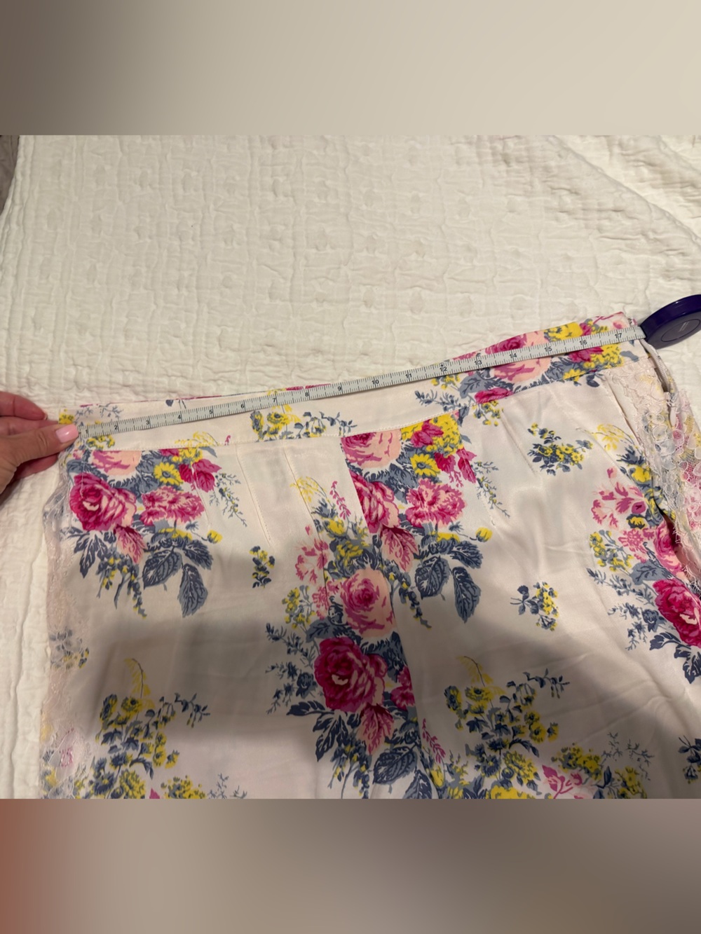 Anthropologie Floral Wide-Leg Pants - Cream and Pink - Picture 7 of 7